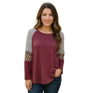 HARHAY Cheetah Sleeve Top